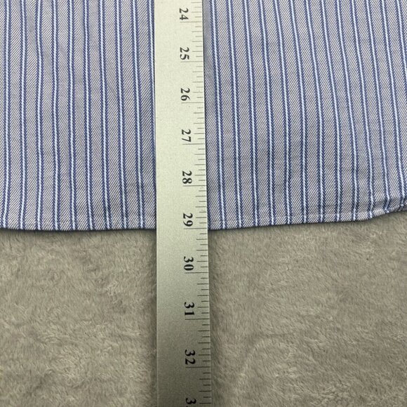 Ted Baker Archive Shirt Mens Size 16 Blue Striped Preppy Long Sleeve Herringbone - Picture 13 of 15